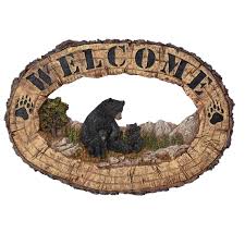 Bear Family Welcome Plaque Black Forest Decor Black Bear Decor Bear Decor