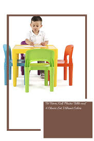 Tot Tutors Kids Plastic Table And 4 Chairs Set Vibrant Colors Chair Set Plastic Tables Kids Table And Chairs