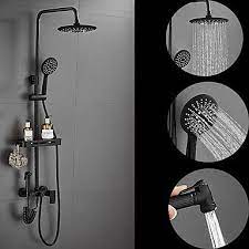R2 516 63 Shower Set With Shelf And Handshower Pull Out Rainfall Shower Electroplated Wall Mounted Brass Bath Shower Mixer Taps Contemporary With Cold Hot Wa Bath Shower Mixer Shower Mixer Taps Bath Shower Mixer