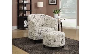 Complete with old fashioned floral patterns and a generous serving. Off White French Script Pattern Accent Chair Ottoman Jennifer Furniture