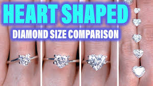 Heart Shaped Diamond Ring Size Comparison On The Hand Finger 1 Carat Engagement Cut 2 Ct 5 1 3 75