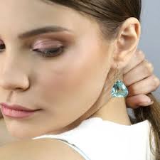 Blue Topaz Earrings 14k Gold, Handmade Trillion Cut Blue Topaz Stud  Earrings, November Birthstone Earrings, Christmas Jewelry Gift for Wife