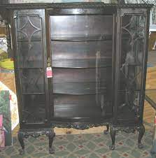 $5000.0 antique fancy curved glass china cabinet griffons & claw feet (was kate smith's). Great Early Antique Curved Glass China Cabinet