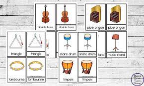Isolated on light blue sky background. Free Printable Musical Instrument Cards Simple Living Creative Learning