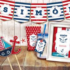 Inspírese con 166 plantillas de invitaciones de baby shower diseñadas profesionalmente. Kit Nautico Marinero Imprimible Personalizable