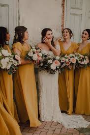 Gold V Neckline Chiffon Long Bridesmaid Dress Wedding Weddings Bridesmaids Bri Yellow Bridesmaid Dresses Mustard Yellow Bridesmaid Dress Yellow Bridesmaids
