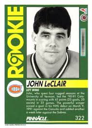 1991-92 Pinnacle Hockey John LeClair Rookie Card #322 NM/MT CANADIENS HIGH  GRADE