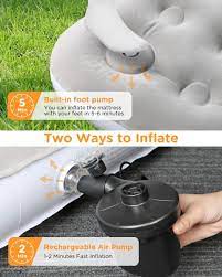 Until your pump breaks or you realize that the included pump was designed by somebody who has never used an air bed themselves, that is. Tomons Air Mattress Bed With Rechargeable Pump And Built In Foot Pump Thickened Flocking Inflatable Air Bed For Home Camping Travel Outdoor Inateck Official