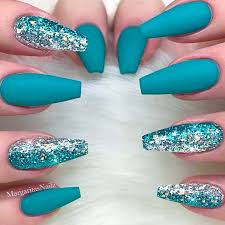 Coffin Nails Ideas For Enchanting Look Naildesignsjournal Com Turquoise Nails Teal Nail Designs Teal Nails
