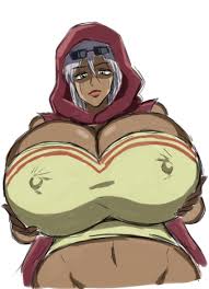 Rule 34 Dev - 1girl ass breasts clothes covered_erect_nipples  dark-skinned_female dark_skin female_focus grabbing_own_breast grey_hair  highres hood hood_up huge_ass jojo_no_kimyou_na_bouken large_breasts  looking_at_viewer mariah_(jojo) nipples ...