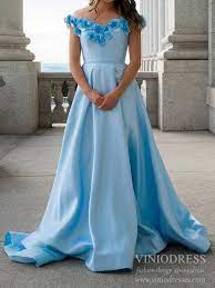 3d Flower Off The Shoulder Light Blue Prom Dresses With Pockets Fd2106 Light Blue Prom Dress Prom Dresses Prom Dresses With Pockets