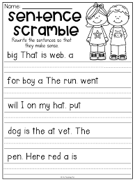 Here's is a farm kindergarten printables with pictures. Sentence Scramble Worksheets Kindergarten Literacy Centers Distance Learning Kindergarten Grammar Worksheets Kindergarten Writing First Grade Writing
