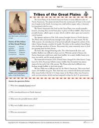Tribes Of The Great Plains Printable Comprehension Activity Native Americans Activities Native American Lessons Native American Lesson Plans