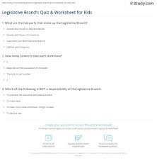 Legislative Branch Quiz Worksheet For Kids Study Com