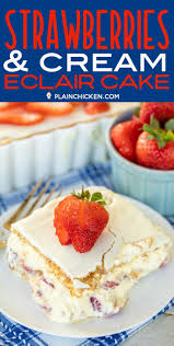 Easy no bake desserts for summer #5 no bake chocolate lasagna is the ultimate icebox cake recipe for the chocolate lovers of the world. Strawberries And Cream Eclair Cake Delicious No Bake Dessert Vanilla Pudding Cool Whip Strawberries A Eclair Cake Dessert Recipes Easy Eclair Cake Recipes
