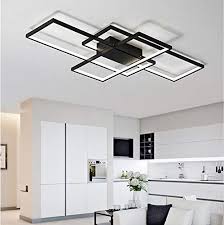 A dark dining room requires a bright light source to create a proper focal point. Led Bedroom Ceiling Lights Modern Living Room Decor Flush Mount Ceiling Lamp Creative Square Design Chandelier Dimmable Fixture Remote Control Kitchen Island Dining Table Office Ceiling Lighting 65w Buy Online In United