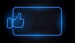 Download Like Thumb In Blue Neon Style With Text Space For Free Neon Wallpaper Neon Fashion Dark Background Wallpaper