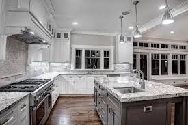 Custom Kitchen With Luna Pearl Counters White Granite Kitchen Granite Countertops Kitchen White Modern Kitchen