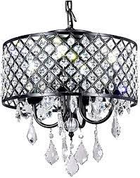 Empire dining room island drum chandelier with crystal shade. New Galaxy 4 Light Antique Black Round Metal Shade Crystal Chandelier Pendant Hanging Ceiling Fixture Amazon Com