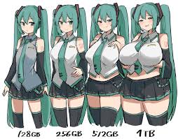 vocaloid, hatsune miku, big breasts, blue hair, blue hair female - R34 Vault