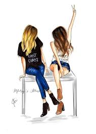 Pin By Alexie On Art Fashion Illustration Print Drawings Of Friends Best Friend Sketches