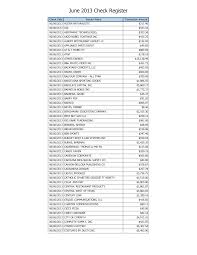 June 2013 Check Register