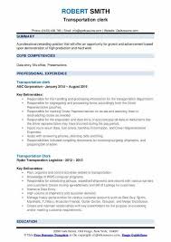 transportation clerk resume samples in