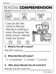 Free Christmas Printables Christmas Reading Comprehension Reading Comprehension Kindergarten Christmas Reading