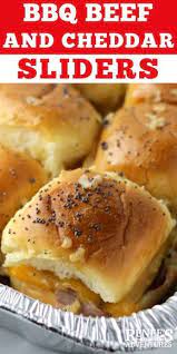 Easy Bbq Beef And Cheddar Sliders Easy Appetizer Recipe For Slider Sandwiches Made With Roast Beef A Easy Appetizer Recipes Slider Sandwiches Appetizers Easy