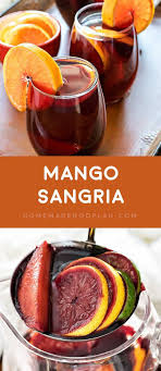 Mango Sangria Delicious Mango Sangria With Sweet Red Wine Infused With Mango Orange Lemon And Li Mango Sangria Sweet Red Sangria Recipe Red Sangria Recipes