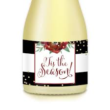 Champagne has put on its party clothes for the holiday season! Amazon Com Mini Champagne Or Wine Bottle Labels Merry Christmas Tis The Season Party Decorations Happy Holidays New Year S Pop Fizz Bubbly Celebration Gift Ideas Set Of 20 Pony Size 3 5 X 1 75 Stickers Handmade