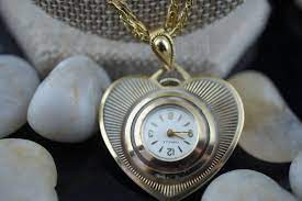 Vintag Caravelle Pendant Watch Necklace Made In Japan Gold Etsy Pendant Watches Watch Necklace Pendant