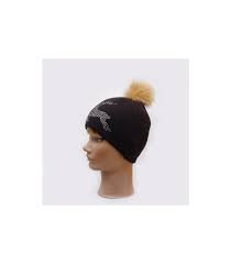 Bonnet fantaisie doublé femme pompon perle taille unique cadeau hiver chaud ski. Bonnet Femme En Laine Ecru Ou Noir Avec Pompon Fourrure Veritable
