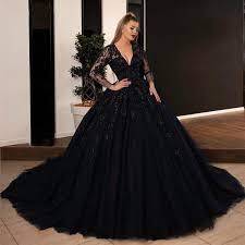Another variation for conservative brides is whitened they are luxury, but they are not pretentious. Gothic Design Black Wedding Dresses Ball Gown Long Sleeve Sparkly Appliques Lace Corset Back Bridal Gowns Custom Plus Size From In Love 133 53 Dhgate Com