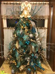 Teal Gold Silver Christmas Tree Peacock Christmas Tree Christmas Tree Colour Scheme Teal Christmas