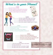 Birthday Games For Teens Birthday Party Game Girls Birthday Party What S In Your Phone Game Instant Download We Can Cu Girls Party Games Girls Birthday Party Birthday Party Games