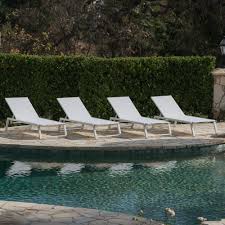 In modern french the term chaise longue can refer to any long reclining chair such as a deckchair. Myers Outdoor Aluminum Mesh Chaise Lounge Set Of 4 By Christopher Knight Home Overstock 19454937