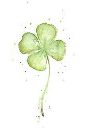 Four Leaf Clover Art Print Of Watercolor Painting Plans St Patricks Lucky Charm Green Decor Aquarela Arte Em Aquarela Pintura Aquarela