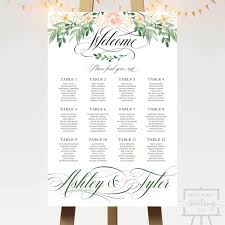 pink rose floral wedding seating chart