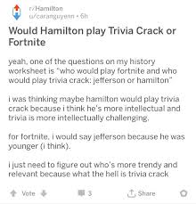 The game has pretty simple rules, here you get to play a kind of board games and then whoever is on… Question About Hamilton The Musical On A Subreddit For The City Of Hamilton R Lostredditors