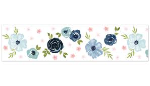 Seminole navy greenleaf wallpaper border chesapeake tll01582b. Watercolor Floral Navy Blue And Pink Collection Wallpaper Border