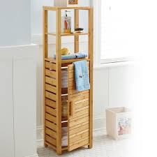 Bamboo Tall Floor Cabinet Bed Bath Beyond With Images Shelves Bath Furniture Cabinet Bed