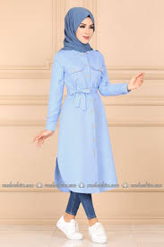 Cep Detayli Tesettur Tunik 5492bs198 Bebe Mavisi Moda Selvim Basortusu Modasi Musluman Modasi Moda Stilleri