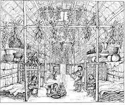 Simple coloring pages suitable for very young children or the sight impaired: Mohawk Iroquois Longhouse Construction