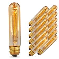 Vintage Edison Bulbs With Steeple Harpin Filament 60w Dimmable E26 E27 T30 Tubular Antique Light Golden Finish Industrial Design Amber Warm 120v 12 Pack Walmart Com Walmart Com