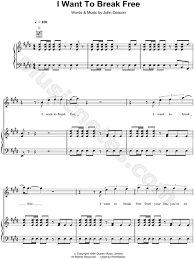 Queen I Want To Break Free Sheet Music In E Major Download Print Sheet Music Free Sheet Music Free Guitar Sheet Music