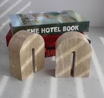 Terminais decorativos de travertino natural - Suportes de livros  resistentes para prateleiras - Suportes de livros de mármore sólido para  prateleiras ...