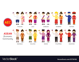Southeast Asia People In Traditional Clothing Vector Image