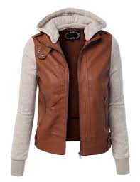 Le3no Women S Zip Up Faux Leather Moto Jacket With Hoodie Jackets Faux Leather Moto Jacket Hoodie Jacket