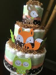 Gateau De Couches De Bois Hibou De Couche Gateau Centre De Fall Diaper Cake Owl Diaper Cakes Baby Shower Woodland Theme
